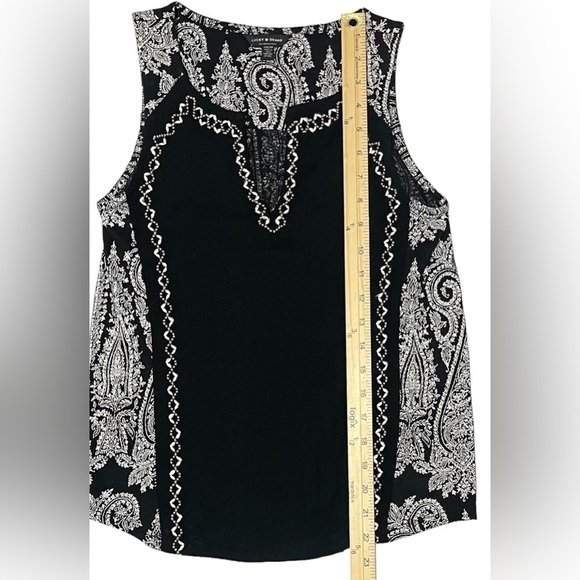 LUCKY BRAND Womens Embroidered Woven Mix Tank Paisley Print Black Extra Small - Picture 14 of 16